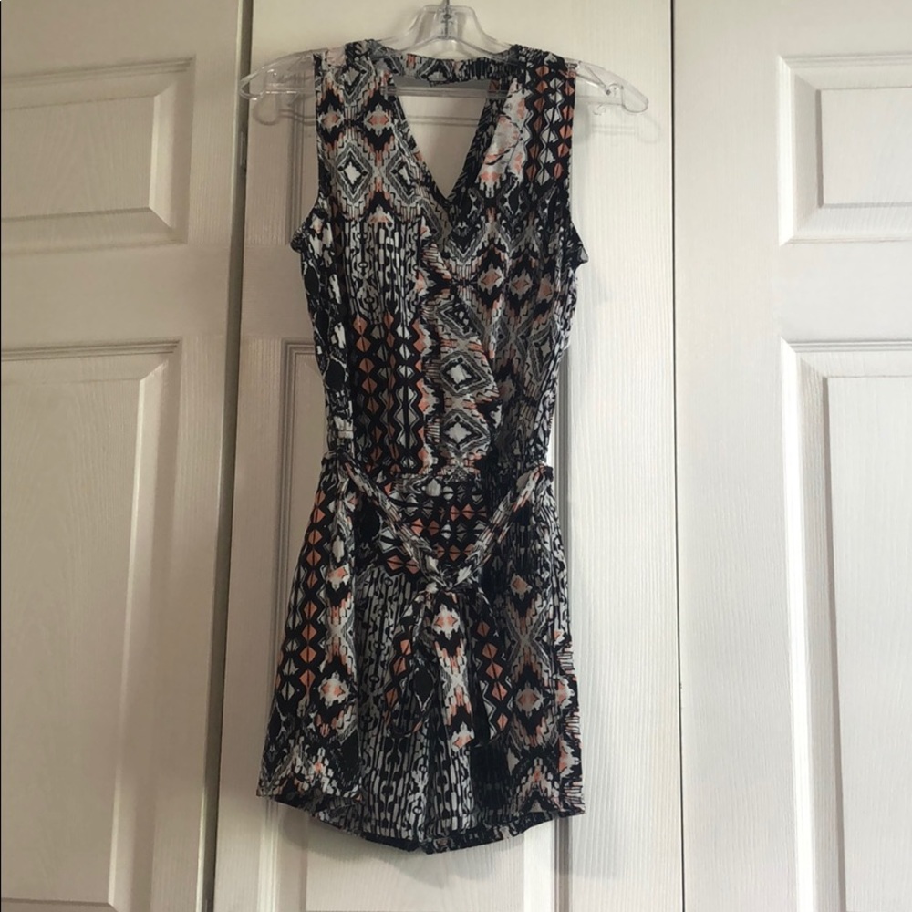 Black, White, and Peach Romper